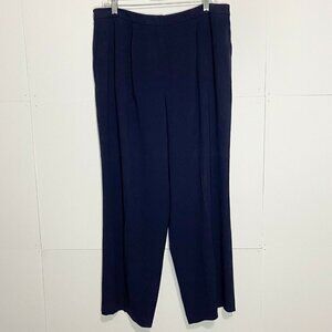 Talbots Women's Sz 14 (34x28) Pleated Pants Navy Blue Dress Career Stretch Lined
